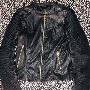 Black Leather Jacket With Gold Zippers